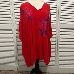 NWT N Natori XL Red Floral Kafton Dress